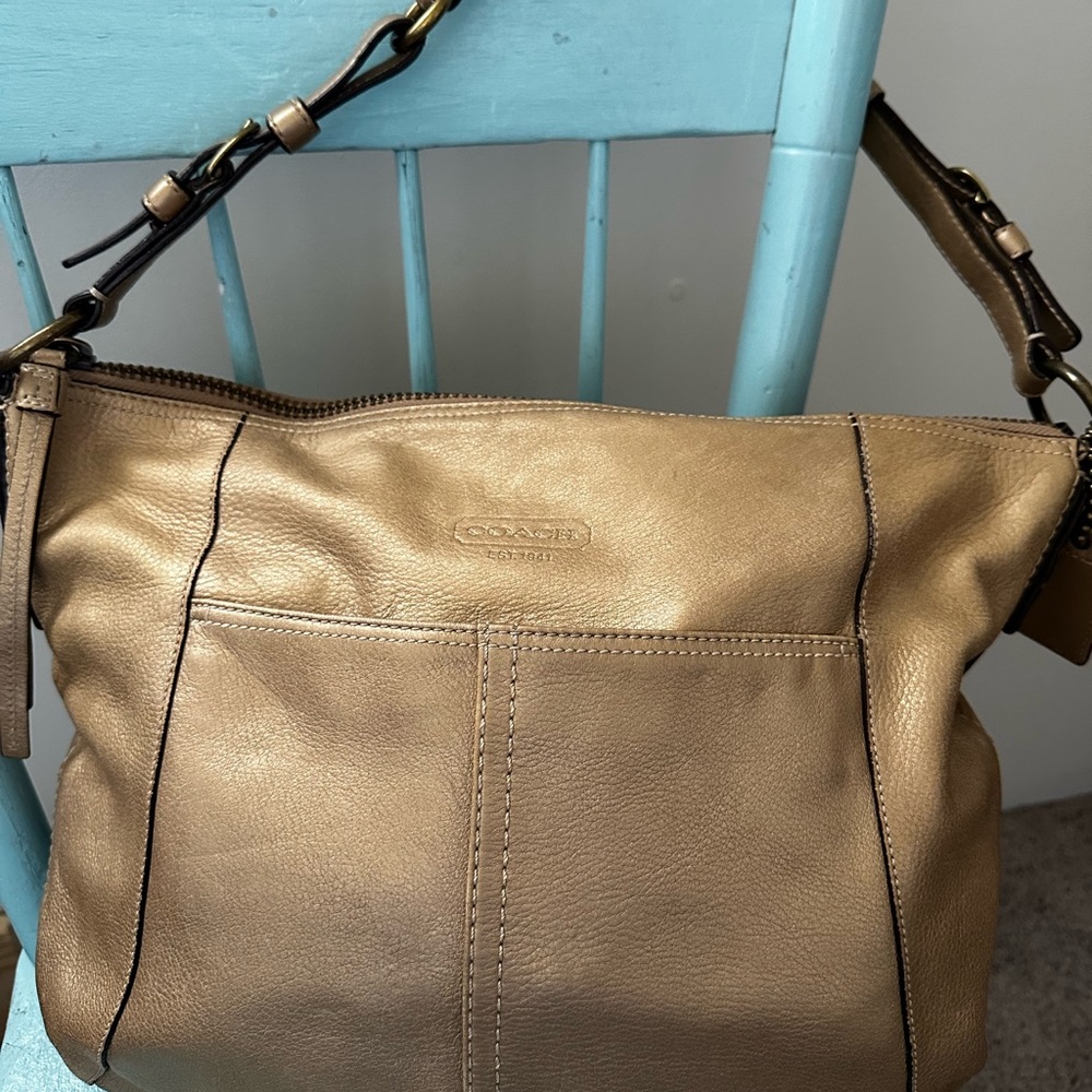 Coach Metallic Gold Large SoHo Hobo tote, style #12665.